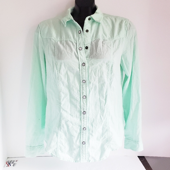 ANTHROPOLOGIE Holding Horses Mint Snap Top 6 - Picture 5 of 9